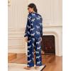 Ekouaer Silk Satin Pajamas for Women Button Down Pjs Set Long Sleeve Loungewear 2 Piece Wide Leg Sleepwear(Navy Zebra)