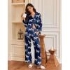 Ekouaer Silk Satin Pajamas for Women Button Down Pjs Set Long Sleeve Loungewear 2 Piece Wide Leg Sleepwear(Navy Zebra)