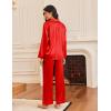 Ekouaer Silk Satin Pajamas for Women Button Down Pjs Set Long Sleeve Loungewear 2 Piece Wide Leg Sleepwear(Red)