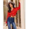 Ekouaer Silk Satin Pajamas for Women Button Down Pjs Set Long Sleeve Loungewear 2 Piece Wide Leg Sleepwear(Red)