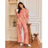 Ekouaer Silk Satin Pajamas for Women Button Down Pjs Set Long Sleeve Loungewear 2 Piece Wide Leg Sleepwear(Red White Stripe)