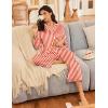 Ekouaer Silk Satin Pajamas for Women Button Down Pjs Set Long Sleeve Loungewear 2 Piece Wide Leg Sleepwear(Red White Stripe)