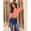Ekouaer Silk Satin Pajamas for Women Button Down Pjs Set Long Sleeve Loungewear 2 Piece Wide Leg Sleepwear(Red White Stripe)
