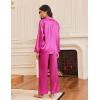 Ekouaer Silk Satin Pajamas for Women Button Down Pjs Set Long Sleeve Loungewear 2 Piece Wide Leg Sleepwear(Rose Red)