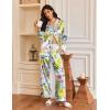 Ekouaer Silk Satin Pajamas for Women Button Down Pjs Set Long Sleeve Loungewear 2 Piece Wide Leg Sleepwear(Yellow Chrysanthemum)