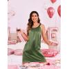 Ekouaer Silky Satin Nightgown for Women Sleeveless Sleepwear Tank O Neck Night Shirts Pleated Sleepshirt Casual Dress S-3XL(Army Green)