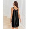 Ekouaer Silky Satin Nightgown for Women Sleeveless Sleepwear Tank O Neck Night Shirts Pleated Sleepshirt Casual Dress S-3XL(Black)