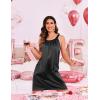 Ekouaer Silky Satin Nightgown for Women Sleeveless Sleepwear Tank O Neck Night Shirts Pleated Sleepshirt Casual Dress S-3XL(Black)