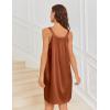 Ekouaer Silky Satin Nightgown for Women Sleeveless Sleepwear Tank O Neck Night Shirts Pleated Sleepshirt Casual Dress S-3XL(Camel)