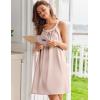 Ekouaer Silky Satin Nightgown for Women Sleeveless Sleepwear Tank O Neck Night Shirts Pleated Sleepshirt Casual Dress S-3XL(Champagne)