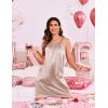 Ekouaer Silky Satin Nightgown for Women Sleeveless Sleepwear Tank O Neck Night Shirts Pleated Sleepshirt Casual Dress S-3XL(Champagne)