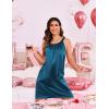 Ekouaer Silky Satin Nightgown for Women Sleeveless Sleepwear Tank O Neck Night Shirts Pleated Sleepshirt Casual Dress S-3XL(Deep Blue)