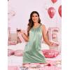 Ekouaer Silky Satin Nightgown for Women Sleeveless Sleepwear Tank O Neck Night Shirts Pleated Sleepshirt Casual Dress S-3XL(Light Green)