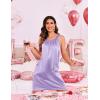 Ekouaer Silky Satin Nightgown for Women Sleeveless Sleepwear Tank O Neck Night Shirts Pleated Sleepshirt Casual Dress S-3XL(Lilac)