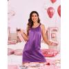 Ekouaer Silky Satin Nightgown for Women Sleeveless Sleepwear Tank O Neck Night Shirts Pleated Sleepshirt Casual Dress S-3XL(Purple)