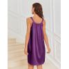 Ekouaer Silky Satin Nightgown for Women Sleeveless Sleepwear Tank O Neck Night Shirts Pleated Sleepshirt Casual Dress S-3XL(Purple)