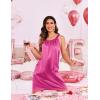 Ekouaer Silky Satin Nightgown for Women Sleeveless Sleepwear Tank O Neck Night Shirts Pleated Sleepshirt Casual Dress S-3XL(Rose Red)