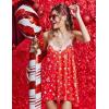 Ekouaer Women Lace Nightgown Sexy Spaghetti Strap Cami Sleeveless Chemise Sleepwear Sleep Dress(Christmas Print)