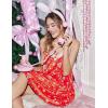 Ekouaer Women Lace Nightgown Sexy Spaghetti Strap Cami Sleeveless Chemise Sleepwear Sleep Dress(Christmas Print)
