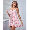 Ekouaer Women Lace Nightgown Sexy Spaghetti Strap Cami Sleeveless Chemise Sleepwear Sleep Dress(Pink Flower)