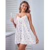 Ekouaer Women Lace Nightgown Sexy Spaghetti Strap Cami Sleeveless Chemise Sleepwear Sleep Dress(White and Purple Flower)