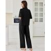 Ekouaer Women Pajamas Set Button Down Sleepwear Short Sleeve Pjs Soft Comfy Nightwear with Long Pants S-XXL(Black)