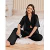 Ekouaer Women Pajamas Set Button Down Sleepwear Short Sleeve Pjs Soft Comfy Nightwear with Long Pants S-XXL(Black)