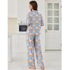 Ekouaer Women Pajamas Set Button Down Sleepwear Short Sleeve Pjs Soft Comfy Nightwear with Long Pants S-XXL(Blue Flower)