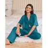 Ekouaer Women Pajamas Set Button Down Sleepwear Short Sleeve Pjs Soft Comfy Nightwear with Long Pants S-XXL(Blue Green)