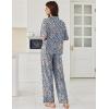 Ekouaer Women Pajamas Set Button Down Sleepwear Short Sleeve Pjs Soft Comfy Nightwear with Long Pants S-XXL(Blue Leopard)
