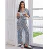 Ekouaer Women Pajamas Set Button Down Sleepwear Short Sleeve Pjs Soft Comfy Nightwear with Long Pants S-XXL(Blue Leopard)
