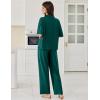 Ekouaer Women Pajamas Set Button Down Sleepwear Short Sleeve Pjs Soft Comfy Nightwear with Long Pants S-XXL(Dark Green)