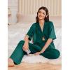 Ekouaer Women Pajamas Set Button Down Sleepwear Short Sleeve Pjs Soft Comfy Nightwear with Long Pants S-XXL(Dark Green)