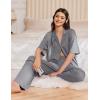 Ekouaer Women Pajamas Set Button Down Sleepwear Short Sleeve Pjs Soft Comfy Nightwear with Long Pants S-XXL(Dark Grey)