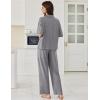 Ekouaer Women Pajamas Set Button Down Sleepwear Short Sleeve Pjs Soft Comfy Nightwear with Long Pants S-XXL(Dark Grey)