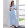 Ekouaer Women Pajamas Set Button Down Sleepwear Short Sleeve Pjs Soft Comfy Nightwear with Long Pants S-XXL(Light Blue)