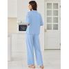 Ekouaer Women Pajamas Set Button Down Sleepwear Short Sleeve Pjs Soft Comfy Nightwear with Long Pants S-XXL(Light Blue)