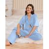 Ekouaer Women Pajamas Set Button Down Sleepwear Short Sleeve Pjs Soft Comfy Nightwear with Long Pants S-XXL(Light Blue)