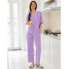 Ekouaer Women Pajamas Set Button Down Sleepwear Short Sleeve Pjs Soft Comfy Nightwear with Long Pants S-XXL(Light Purple)