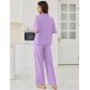 Ekouaer Women Pajamas Set Button Down Sleepwear Short Sleeve Pjs Soft Comfy Nightwear with Long Pants S-XXL(Light Purple)