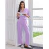 Ekouaer Women Pajamas Set Button Down Sleepwear Short Sleeve Pjs Soft Comfy Nightwear with Long Pants S-XXL(Light Purple)