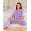 Ekouaer Women Pajamas Set Button Down Sleepwear Short Sleeve Pjs Soft Comfy Nightwear with Long Pants S-XXL(Light Purple)