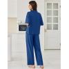 Ekouaer Women Pajamas Set Button Down Sleepwear Short Sleeve Pjs Soft Comfy Nightwear with Long Pants S-XXL(Navy Blue)