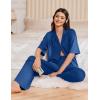 Ekouaer Women Pajamas Set Button Down Sleepwear Short Sleeve Pjs Soft Comfy Nightwear with Long Pants S-XXL(Navy Blue)