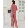 Ekouaer Women Pajamas Set Button Down Sleepwear Short Sleeve Pjs Soft Comfy Nightwear with Long Pants S-XXL(Old Rose)