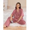 Ekouaer Women Pajamas Set Button Down Sleepwear Short Sleeve Pjs Soft Comfy Nightwear with Long Pants S-XXL(Old Rose)