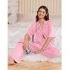 Ekouaer Women Pajamas Set Button Down Sleepwear Short Sleeve Pjs Soft Comfy Nightwear with Long Pants S-XXL(Pink)