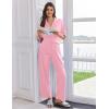 Ekouaer Women Pajamas Set Button Down Sleepwear Short Sleeve Pjs Soft Comfy Nightwear with Long Pants S-XXL(Pink)