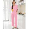 Ekouaer Women Pajamas Set Button Down Sleepwear Short Sleeve Pjs Soft Comfy Nightwear with Long Pants S-XXL(Pink)