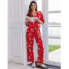 Ekouaer Women Pajamas Set Button Down Sleepwear Short Sleeve Pjs Soft Comfy Nightwear with Long Pants S-XXL(Red Santa)